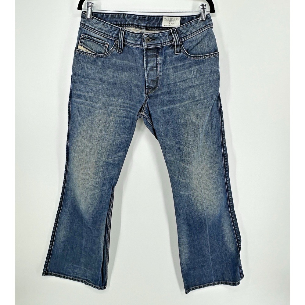 Diesel Zaf Bootcut Jeans Mens W31 L29 Mid Blue Wash 0081W Whiskers